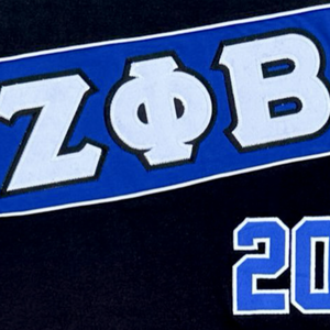 T-shirt décontracté pour femme Zeta Phi Beta, noir avec panneau avant bleu, manches courtes, col rond, coupe classique, 100 % coton jersey, brodé - Product Image 6