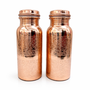 Botellas de Agua de Cobre con Diseño Oriental Hechas a Mano, con Tapas, Portátiles para Viaje - Product Image 6