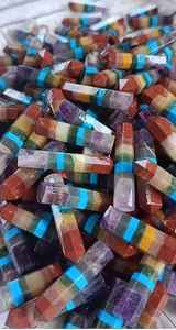 Pointe de guérison des sept chakras à double terminaison, pointe de chakra en forme de crayon, pointe de chakra collée en gros pour la guérison - Product Image 2