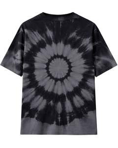 Camiseta personalizada con efecto tie-dye en espiral, color negro y gris, para hombre, de algodón, estilo casual, streetwear, cuello redondo, manga corta, a la moda. - Product Image 2