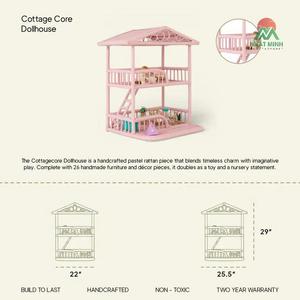 Casa de Juegos de Plástico Rosa de 2 Pisos con Techo Abierto para Niños - Product Image 3