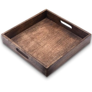 Bandeja de Madera Rústica Cuadrada para Servir Alimentos con Asas de Agarre Fuerte - Product Image 5