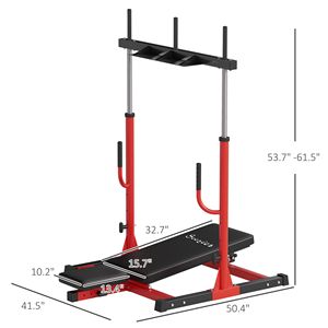 Macchina Leg Press Verticale Rossa Compatibile con Piastre Olimpiche, con Posizioni Regolabili per Gambe e Schiena, Attrezzatura da Palestra a Carico a Piastre - Product Image 3