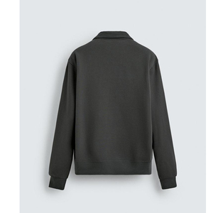 Heavyweight Quarter Zip Sweatshirt Men Plain Black Pullover Custom OEM Streetwear Apparel Manufacturer USA Style - Product Image 2