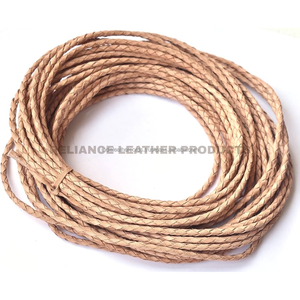Premium 3mm Natural Bolo <b>Braided</b> Leather <b>Cord</b> for Jewelry Wholesale Round <b>Braided</b> Leather <b>Cord</b> Bulk - Product Image 1