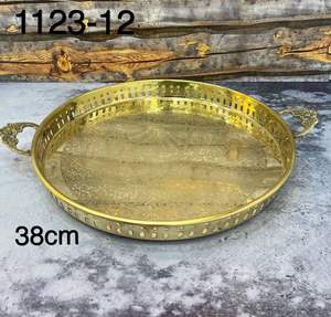 Bandeja de servir de latón hecha a mano, vajilla decorativa para mesa de comedor, plato de servir para bodas, lujo para el hogar, cocina, hotel - Product Image 6