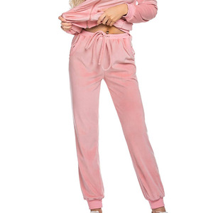 Ensemble de survêtement pour femme avec manteau à capuche zippé à manches longues et pantalon de survêtement, en tissu velours - Product Image 5