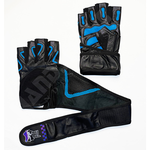 Professional Blue & <b>Black</b> Weightlifting Gloves with Heavy Duty Wrist <b>Wraps</b> | Premium Non-Slip Grip for Ultimate Gym Workout Gear - Product Image 6