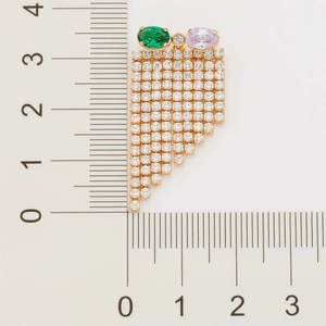 Geometric Drop <b>Earrings</b> Solid Real Gold Plated <b>Crystal</b> Rhinestone Pave Setting Women's Party Trendy Jewelry - Product Image 2