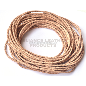 Cordón de Cuero Trenzado Redondo Natural de 3mm de Alta Demanda, Cuerda de Cuero Genuino de Vaca para Joyería y Manualidades, Fabricante Mayorista - Product Image 4