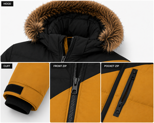 Custom Made <b>Mens</b> Insulated <b>Puffer</b> <b>Jacket</b> Ripstop Shell Pullover Front Rubber Logo Patch Water Repellent <b>Hooded</b> Winter - Product Image 5