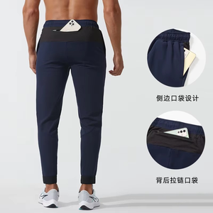 2026 Spring Autumn Thin Velvet Mid-Waist Sports Trousers Men's <b>Elastic</b> <b>Lace</b> up Sports Pants Running Sports Racing Warm Jogger - Product Image 3
