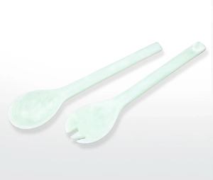 FAIZA CRAFT Handmade Gold Plated Salad <b>Server</b> Spoon & Fork Set Wedding Table Decor Resin Dinnerware Long Handle Dishwasher Safe - Product Image 2