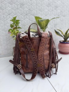 2026 Fashion Designer Cowhide Leather Fringe <b>Backpack</b> Hair On Hide Stylish <b>Backpack</b> <b>School</b> Bags Unisex Unique Designer Bag - Product Image 3