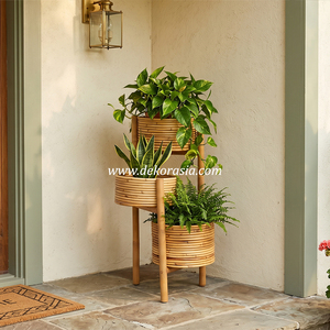 Handmade Rattan Plant <b>Stand</b> 3 Tier <b>Corner</b> Shelf for Indoor Outdoor Flower Pot Holder Home Decor - Product Image 4