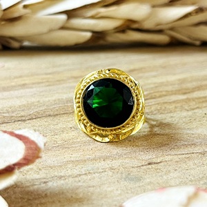 Market Favorite Green Onyx <b>Rings</b> Tribal Brass <b>Ring</b> Women 18k Gold Plated Antique Boho Filigree <b>Statement</b> <b>Ring</b> Wholesale/OEM/ODM - Product Image 3