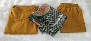 Ensemble Salwar Kameez en rayonne jaune avec dupatta imprimé, tenue ethnique indienne pakistanaise pour femmes, idéal pour les mariages et les fêtes - Product Image 2