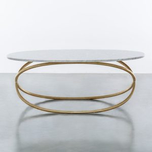Wholesale Rectangular <b>Coffee</b> <b>Table</b> with White Marble Top and Gold Geometric Stainless Steel <b>Legs</b> <b>for</b> Living Room Furniture - Product Image 2