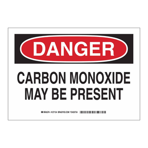 Panneau de signalisation de monoxyde de carbone Brady DANGER 7x10 pouces PC pour la sécurité intérieure et extérieure - Product Image 1