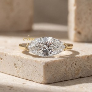 18K Gold Marquise Cut Lab Grown Diamond Engagement <b>Ring</b> <b>Solitaire</b> Wedding <b>Ring</b> Women Fine Jewelry Custom Diamond <b>Ring</b> - Product Image 1