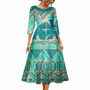 Vestidos Tapa Tradicionales Samoanos Polinesios con Estampado Tribal al por Mayor, Vestidos Personalizados para Mujer, Vestidos Sexys de Moda para Fiestas - Product Image 3