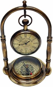 Reloj de Escritorio de Latón, Decoración Vintage para Entusiastas de Autos, Reloj de Mesa Automotriz, Adorno Ejecutivo para Escritorio, Brújula con Retroiluminación - Product Image 4
