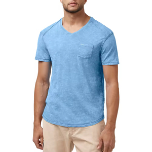 เสื้อยืดสตรีทแวร์ผู้ชายแบบย้อมสีเอซิด น้ำหนักเบา 200 GSM ผ้าฝ้าย 100% พิมพ์ลายซิลค์สกรีน แฟชั่นและลำลอง - Product Image 1