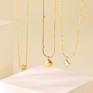 สร้อยคอทรงเรขาคณิตสำหรับผู้หญิง ทำจากสแตนเลส 304 ชุบด้วยทองคำแท้ 18K - Product Image 2