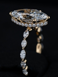 Anillo de Diamante Moissanite de Corte Marquesa de Lujo, Chapado en Oro Amarillo, Diseño Personalizado, Anillo de Compromiso y Boda para Mujer, Regalo - Product Image 6