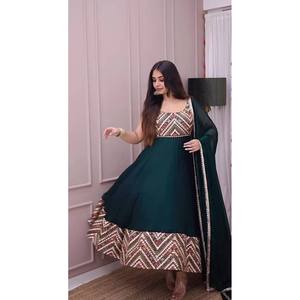 Designer Anarkali Gown with Beautiful Dupatta for Parties Made From Polyester - Product Image 1