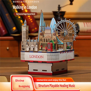 Boîte à musique classique à construire soi-même, blocs de construction éducatifs, cadeau d'anniversaire pour garçons et filles de tous âges - Stroll London Haute Qualité - Product Image 4