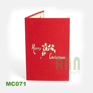 การ์ดอวยพรแบบป๊อปอัพ 3 มิติ ลายคริสต์มาสและปีใหม่ ยี่ห้อ ANN HANDICRAFT รุ่น MC071 ตกแต่งด้วยการเคลือบเงาแบบด้าน พร้อมลายซานต้าขี่รถเลื่อน - Product Image 3