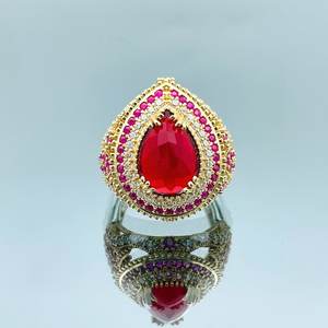 Ensemble de bijoux en argent sterling 925 plaqué or 14 carats avec grenat, style ottoman, bague et boucles d'oreilles, pierres précieuses naturelles, cadeau - Product Image 4