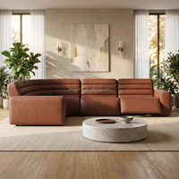 Canapé modulaire en cuir pleine fleur de luxe moderne FERLY, inclinable électriquement, en forme de L, avec appuie-tête électrique, pour villa
