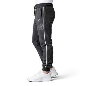 Pantalones Deportivos Gris Oscuro con Estampado Gráfico, Mezcla de Algodón, Corte Ajustado, Estilo Casual Urbano, con Cordón y Bolsillos - Product Image 5