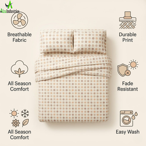 King Size Polka Dot Bedsheet <b>Set</b> Soft Cotton Printed <b>Bedding</b> <b>Set</b> with Pillow Covers Lightweight Breathable Modern Bedroom Decor - Product Image 4