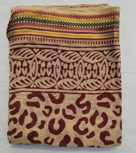 Paréo de plage Bagru en coton imprimé à la main avec bordure en soie, écologique, léger, style bohème, jupe de bain d'été pour femme - Product Image 5