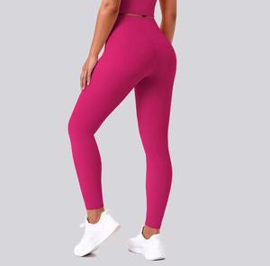 High Waist Seamless <b>Knitted</b> <b>Leggings</b> Full Length Solid Sporty Four-Way Stretch Women's Spandex Nylon Material Letter Logo - Product Image 3