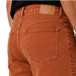 Custom Rust Men Denim <b>Shorts</b> Casual Summer Cotton Straight Fit Raw Hem Fashion Streetwear Custom Logo OEM Wholesale Apparel - Product Image 5