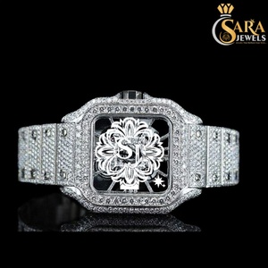 Hot Sale Fully White Iced Out Diamond Watch Luxury Diamond <b>Studded</b> Wristwatch <b>for</b> Fashion and Party Wear Available <b>for</b> Sale - Product Image 1