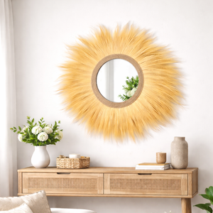 Espejo de Pared de Ratán Hecho a Mano con Diseño Boho Natural Rayung Grass Sunburst, Decoración Ecológica y Duradera para Sala de Estar, Decoración del Hogar y Bodas - Product Image 5
