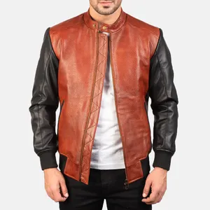 Chaqueta Bomber de Invierno para Hombre, Marca Avan, Negra y Marrón, de Cuero, Impermeable, Estilo Urbano - Product Image 1