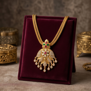 Divyoro Luxury Women's Yellow Gold Classic Pendant Necklace Flower Design Cubic Zirconia Stones Adjustable Length Rope <b>Chain</b> - Product Image 2