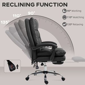 Sedia da Ufficio Direzionale Nera con Massaggio, Riscaldamento, Poggiapiedi, Ruote Girevoli, in PVC e PU, per Scrivania Computer - Product Image 6