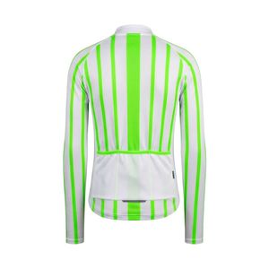 Maillot de cyclisme rayé vert lime haute visibilité à manches longues, chemise de vélo réfléchissante de sécurité, vêtements de cyclisme sur route respirants - Product Image 1