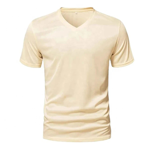 Camiseta Casual de Manga Corta con Cuello Redondo para Hombre, Color Rosa, 100% Lana Merino, Ecológica, Transpirable, Diseño Liso, Estilo Tejido - Product Image 3