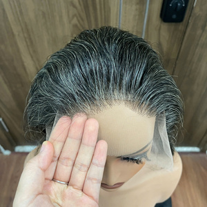 วิกผมแท้แบบลูกไม้ด้านหน้าสีเทาแบบลอนคลื่น ขายส่ง ผมมนุษย์บริสุทธิ์ 100% - Product Image 6
