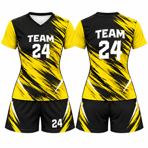 Conjunto de Camiseta y Pantalones Cortos de Voleibol Sublimados Personalizados para Mujer, Cuello en V, Ropa Deportiva de Equipo, Transpirable, Absorbe la Humedad, OEM - Product Image 6