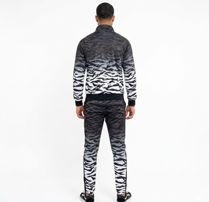 Conjunto Deportivo para Hombre con Estampado de Cebra Blanco y Negro, Sudadera con Capucha y Cierre Completo, Pantalones Jogger, Ropa Casual de Calle para Otoño - Product Image 2