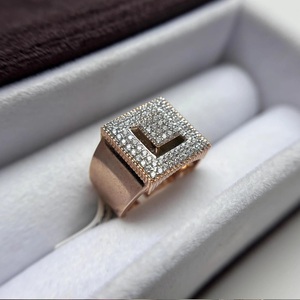 <b>Iced</b> Out Men's Engagement <b>Ring</b> Square Shape Statement Hip Hop Rhodium Plated Cluster <b>Ring</b> 925 Sterling Silver Chunky <b>Ring</b> - Product Image 1